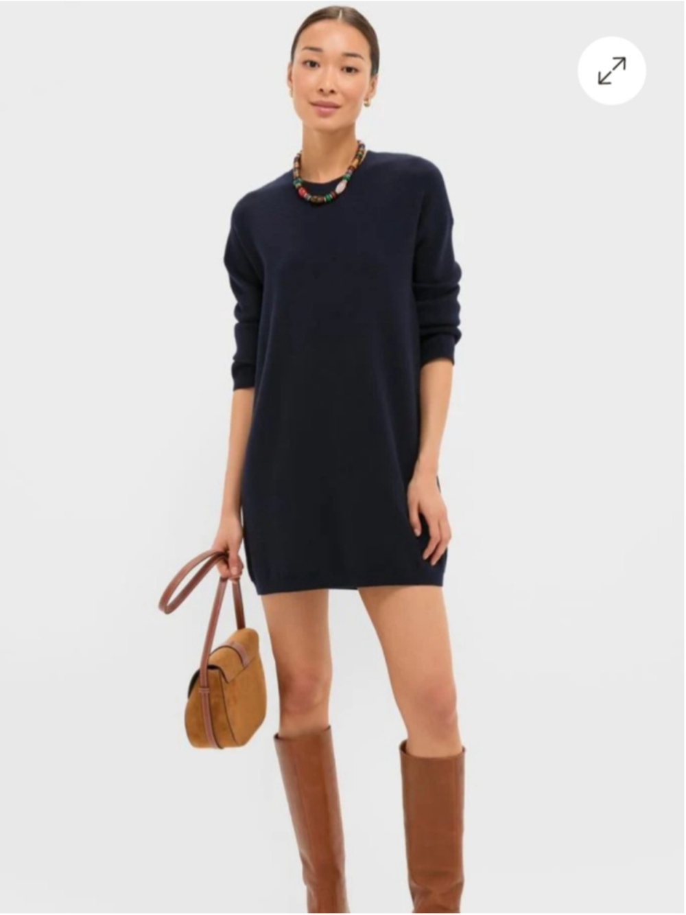 Pomander Place Vivianne Crewneck Mini Sweater Dress Size S Dark Navy